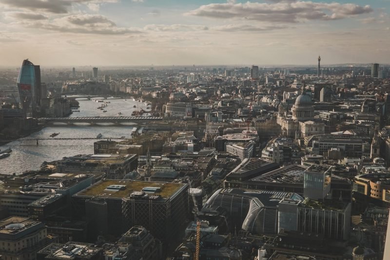 Aerial shot of central London
